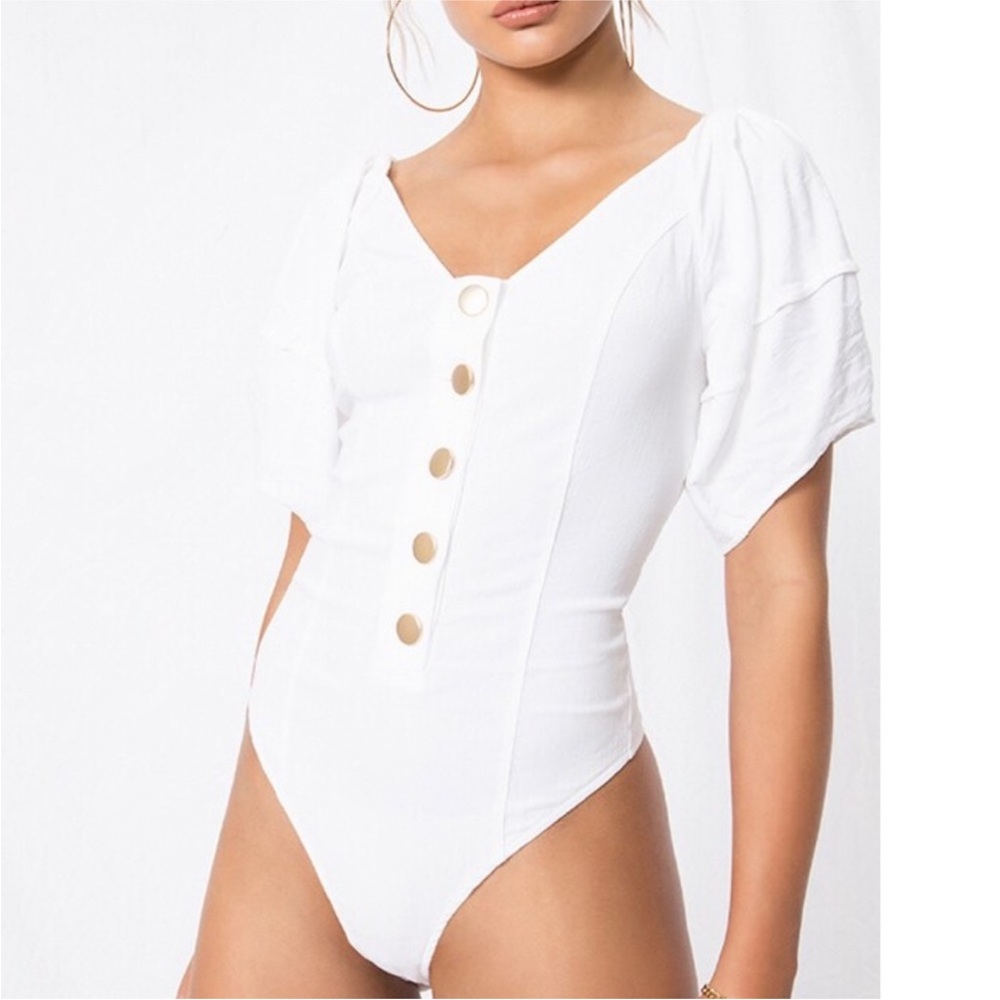 Free People Not Basic Bodysuit in White NWOT ASO Jessie James Decker Small
